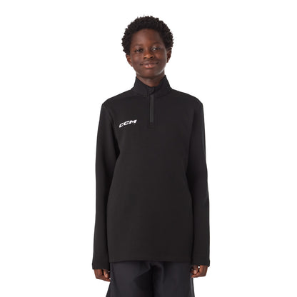 CCM Team Youth Black 1/4 Zip Crew Long Sleeve Shirt