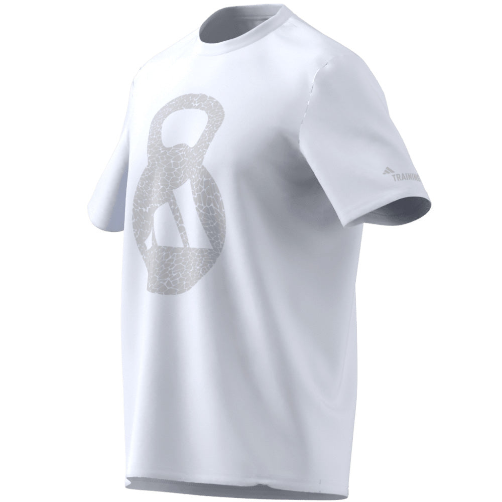 ADIDAS KETTLEBELL LOGO WHITE T SHIRT