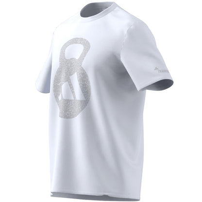 ADIDAS KETTLEBELL LOGO WHITE T SHIRT