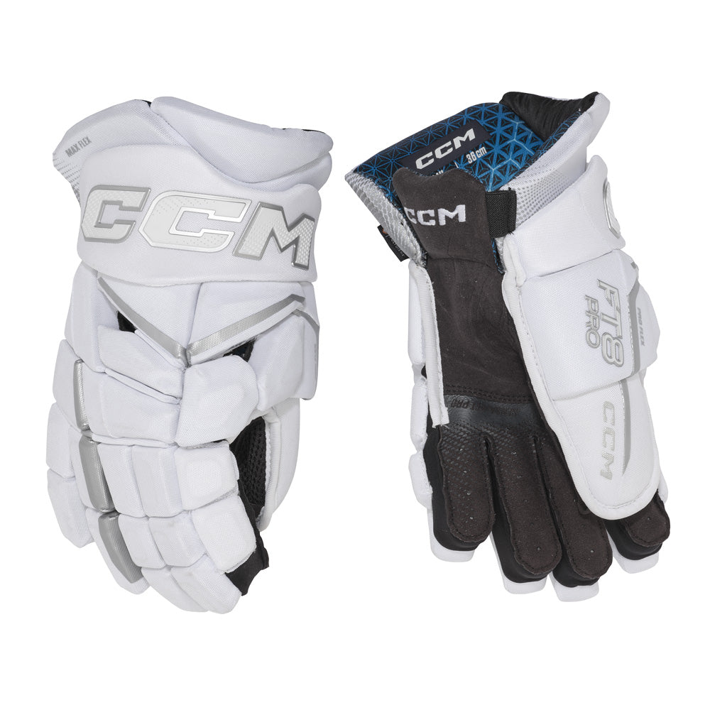 CCM Jetspeed FT8 Pro White Senior Hockey Gloves