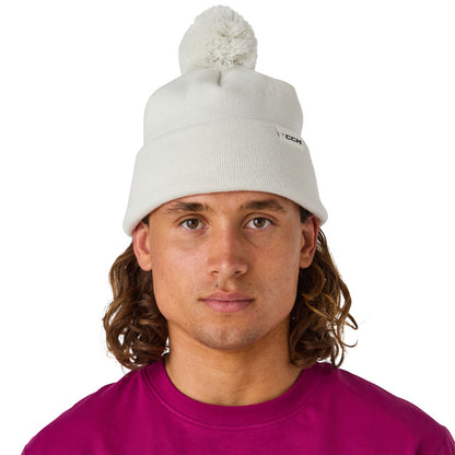 CCM Casual White Pom Knit Toque
