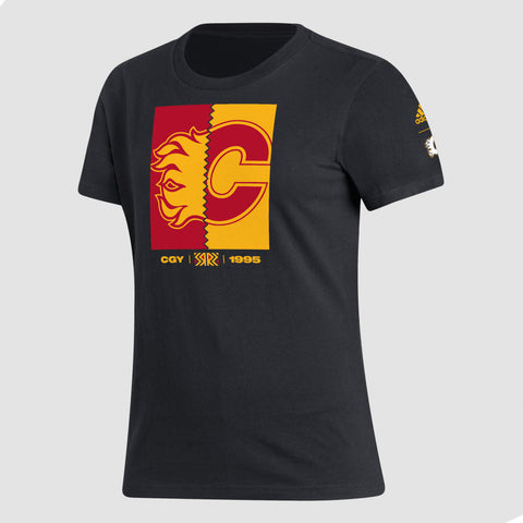ADIDAS CALGARY FLAMES REVERSE RETRO 2.0 DOWN THE MIDDLE ADULT SHIRT