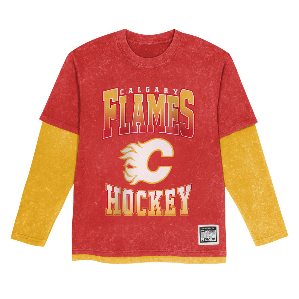 Outerstuff Calgary Flames Storm Bringer Mineral Wash Two-Fer Children's Shirt