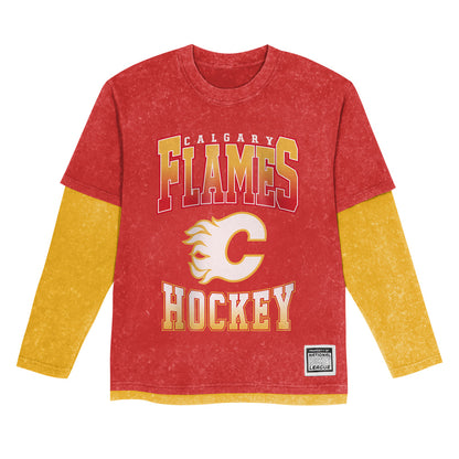 Outerstuff Calgary Flames Storm Bringer Mineral Wash Two-Fer Children's Shirt