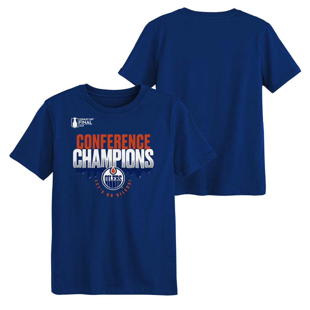 OUTERSTUFF EDMONTON OILERS 2025 CONFERENCE CHAMPIONS HOMETOWN KID'S BLUE T SHIRT