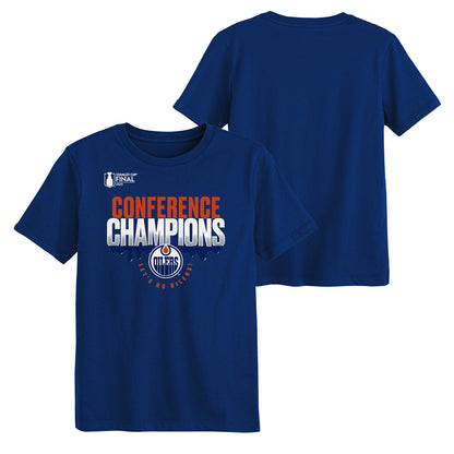 OUTERSTUFF EDMONTON OILERS 2025 CONFERENCE CHAMPIONS HOMETOWN KID'S BLUE T SHIRT