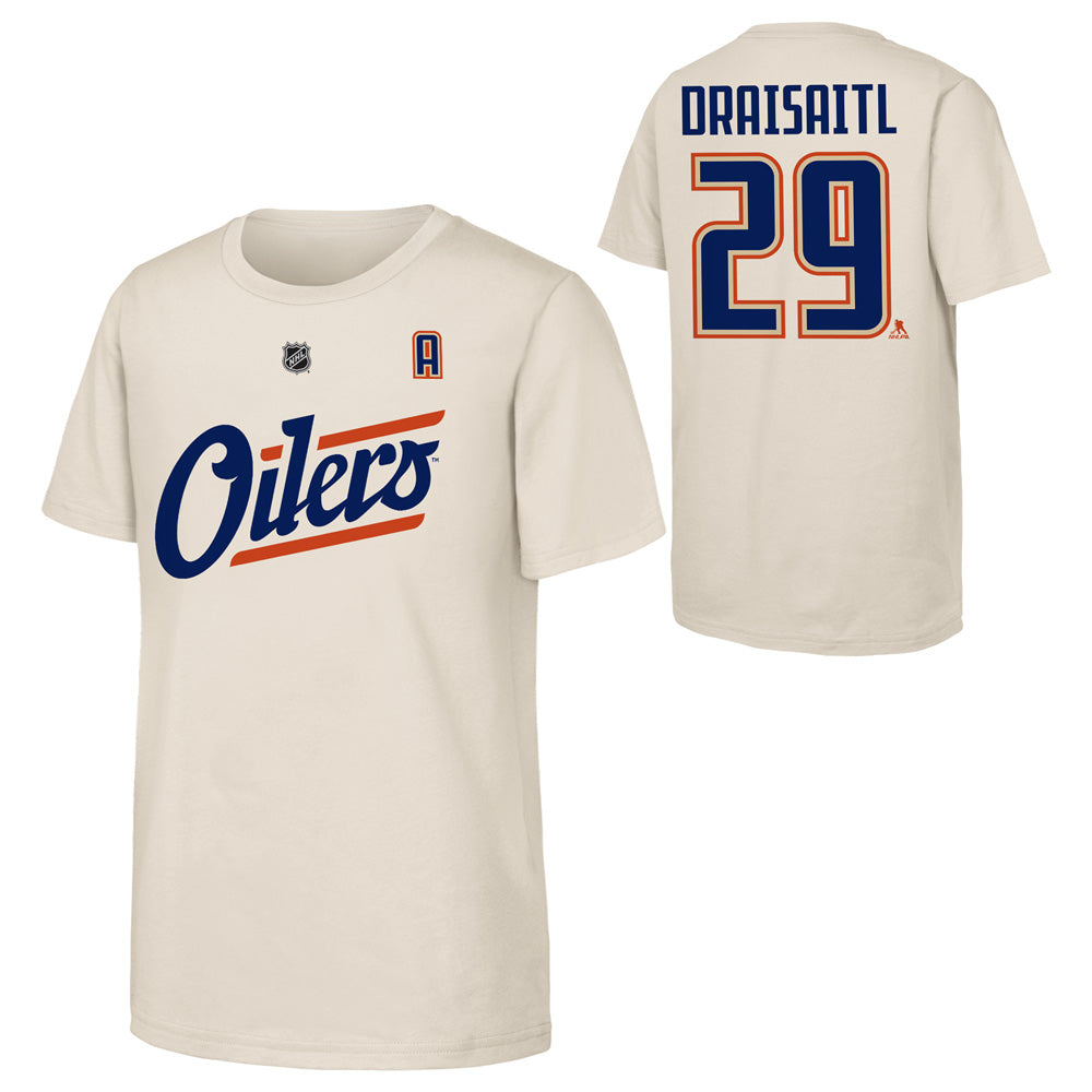 Outerstuff Edmonton Oilers Leon Draisaitl Alternate Logo Name And Number Children's Cream T Shirt