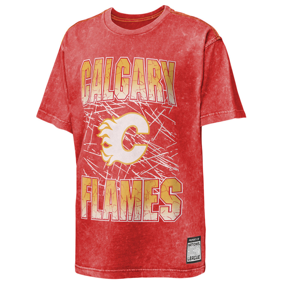 Outerstuff Calgary Flames Time To Shine Mineral Wash Youth Red T Shirt