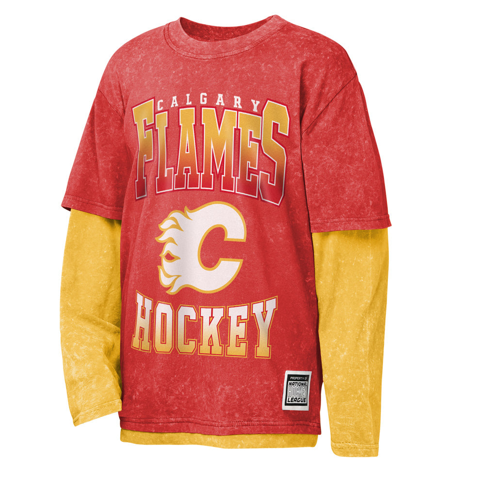 Outerstuff Calgary Flames Mineral Wash Two-Fer Youth Shirt