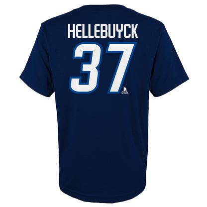 Outerstuff Winnipeg Jets Connor Hellebuyck Name And Number Youth Navy T Shirt