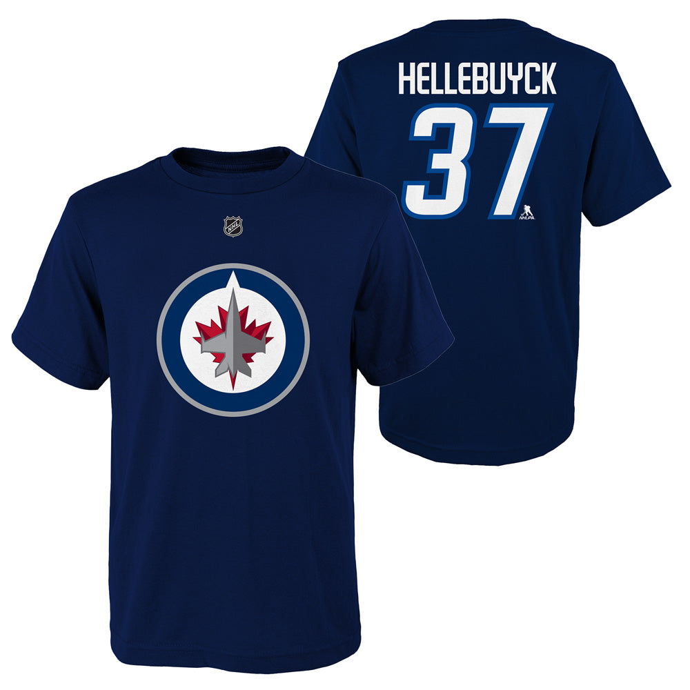 Outerstuff Winnipeg Jets Connor Hellebuyck Name And Number Youth Navy T Shirt