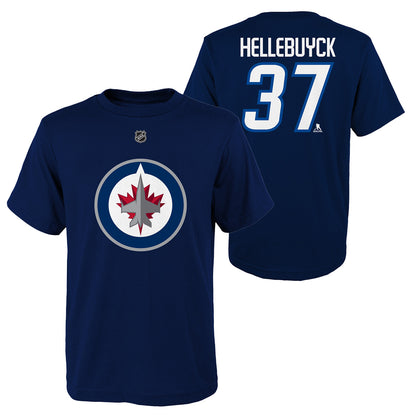 Outerstuff Winnipeg Jets Connor Hellebuyck Name And Number Youth Navy T Shirt