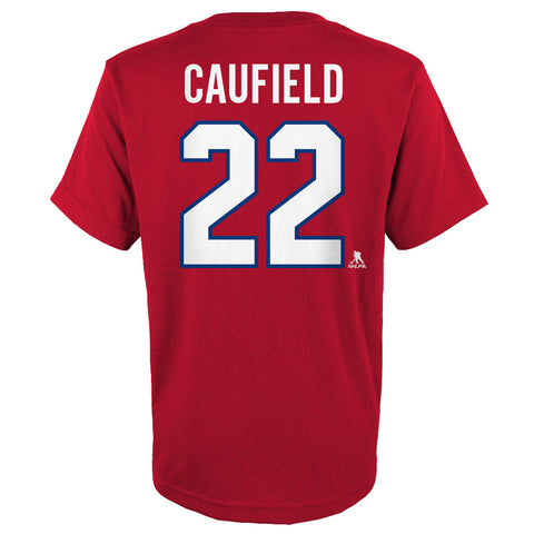 MONTREAL CANADIENS COLE CAUFIELD YOUTH NAME AND NUMBER T SHIRT
