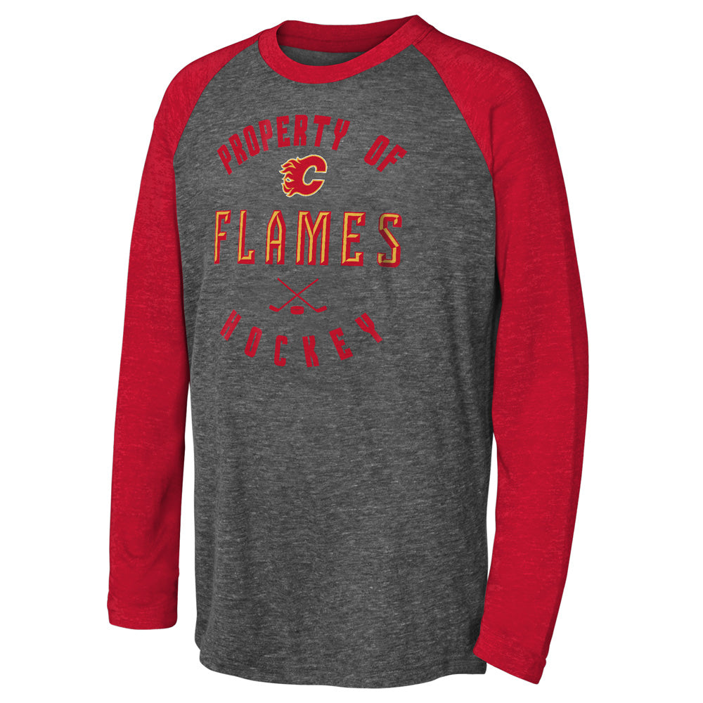 Outerstuff Calgary Flames Beveled Youth Triblend Raglan Shirt