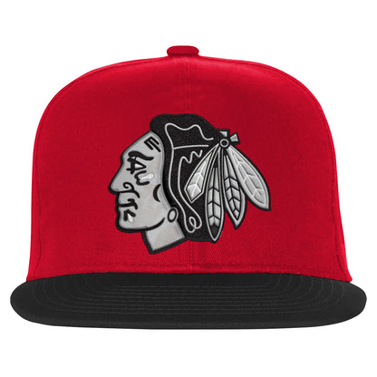 Outerstuff Chicago Blackhawks Essentials Youth Flat Brim Snapback Hat