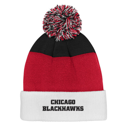 Outerstuff Chicago Blackhawks Essentials Youth Cuffed Knit Pom Toque