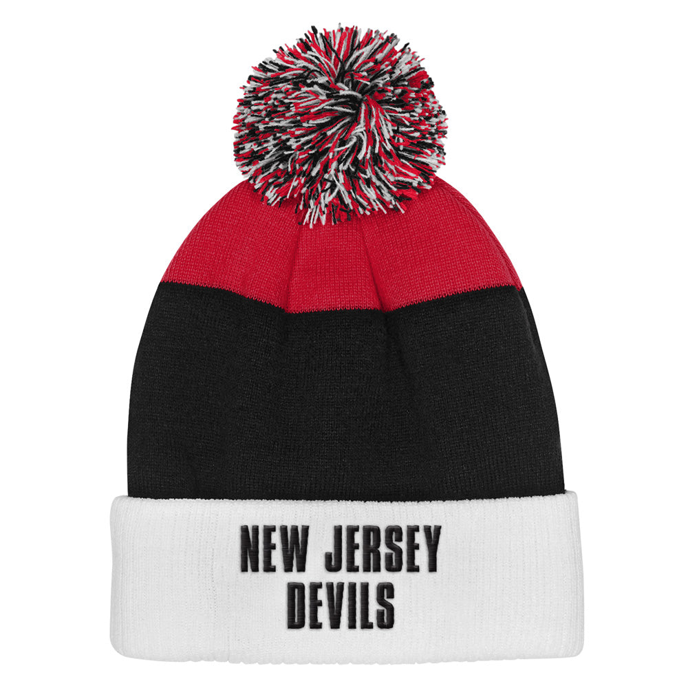 Outerstuff New Jersey Devils Essentials Youth Cuffed Knit Pom Toque