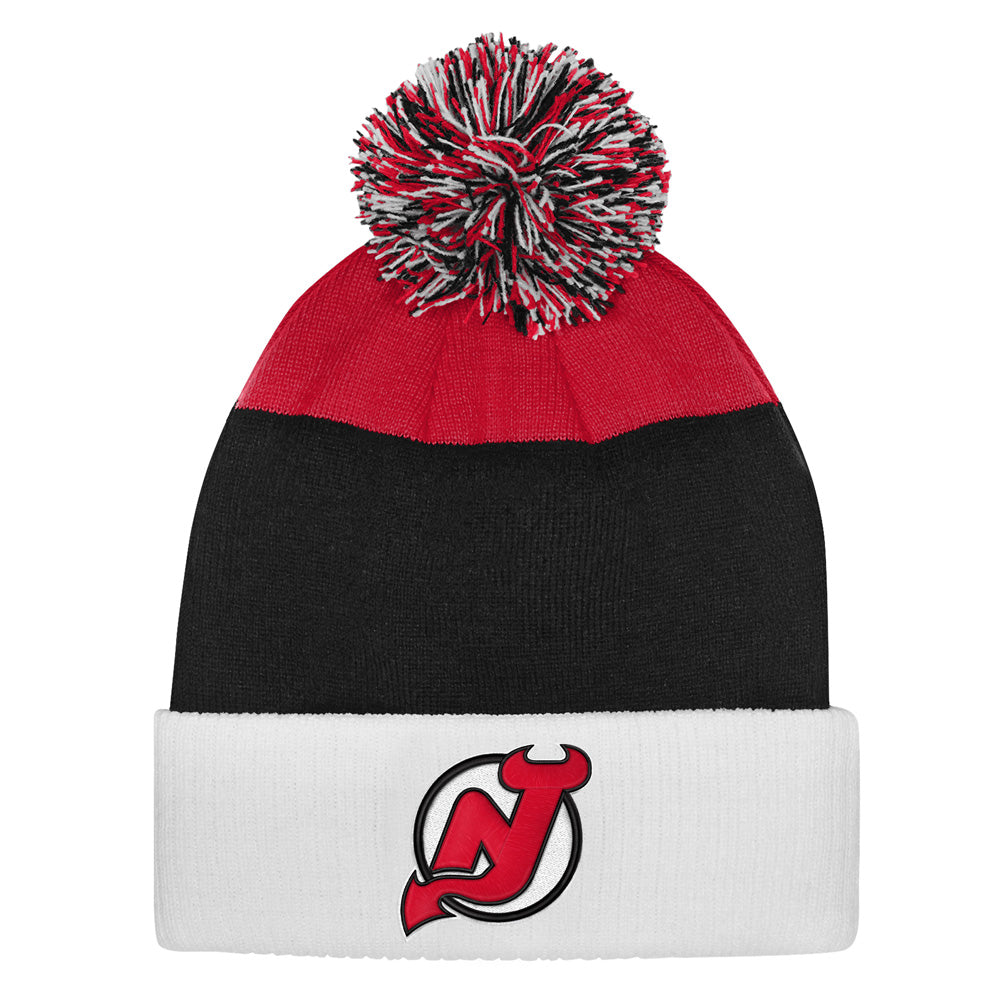 Outerstuff New Jersey Devils Essentials Youth Cuffed Knit Pom Toque
