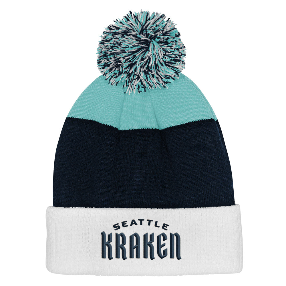 Outerstuff Seattle Kraken Essentials Youth Cuffed Knit Pom Toque