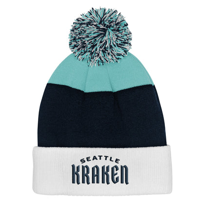 Outerstuff Seattle Kraken Essentials Youth Cuffed Knit Pom Toque