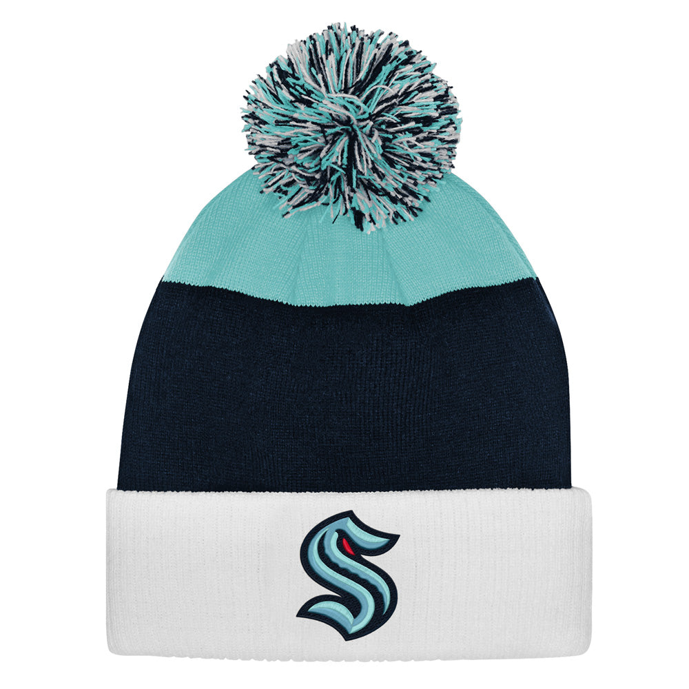 Outerstuff Seattle Kraken Essentials Youth Cuffed Knit Pom Toque