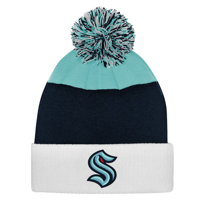Outerstuff Seattle Kraken Essentials Youth Cuffed Knit Pom Toque