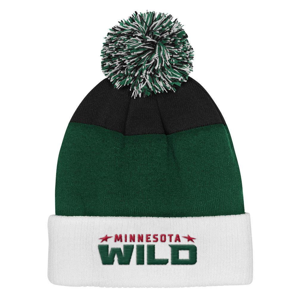 Outerstuff Minnesota Wild Essentials Youth Cuffed Knit Pom Toque