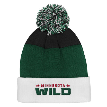 Outerstuff Minnesota Wild Essentials Youth Cuffed Knit Pom Toque