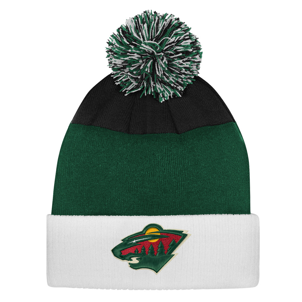 Outerstuff Minnesota Wild Essentials Youth Cuffed Knit Pom Toque