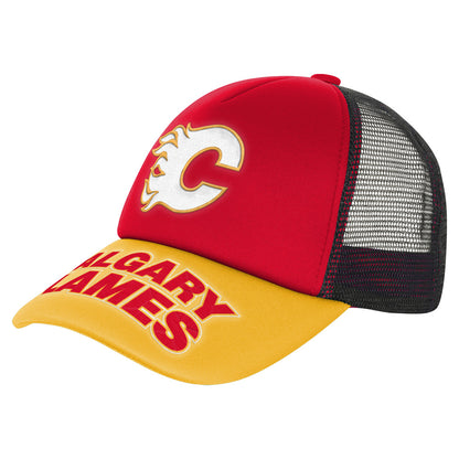 Outerstuff Calgary Flames True Retro Youth Meshback Trucker Hat