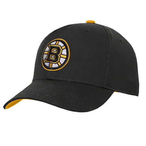 BOSTON BRUINS YOUTH PRECURVED BLACK SNAPBACK HAT