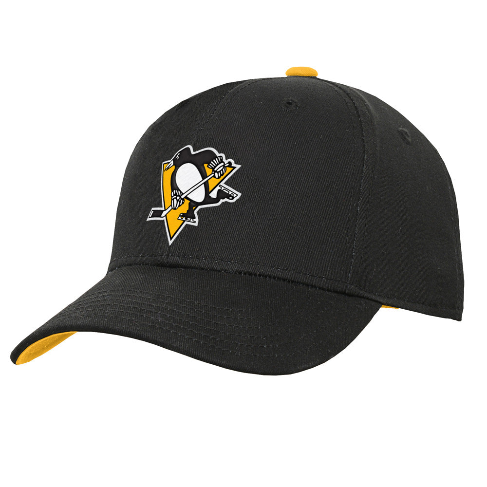 PITTSBURGH PENGUINS YOUTH PRECURVED BLACK SNAPBACK HAT