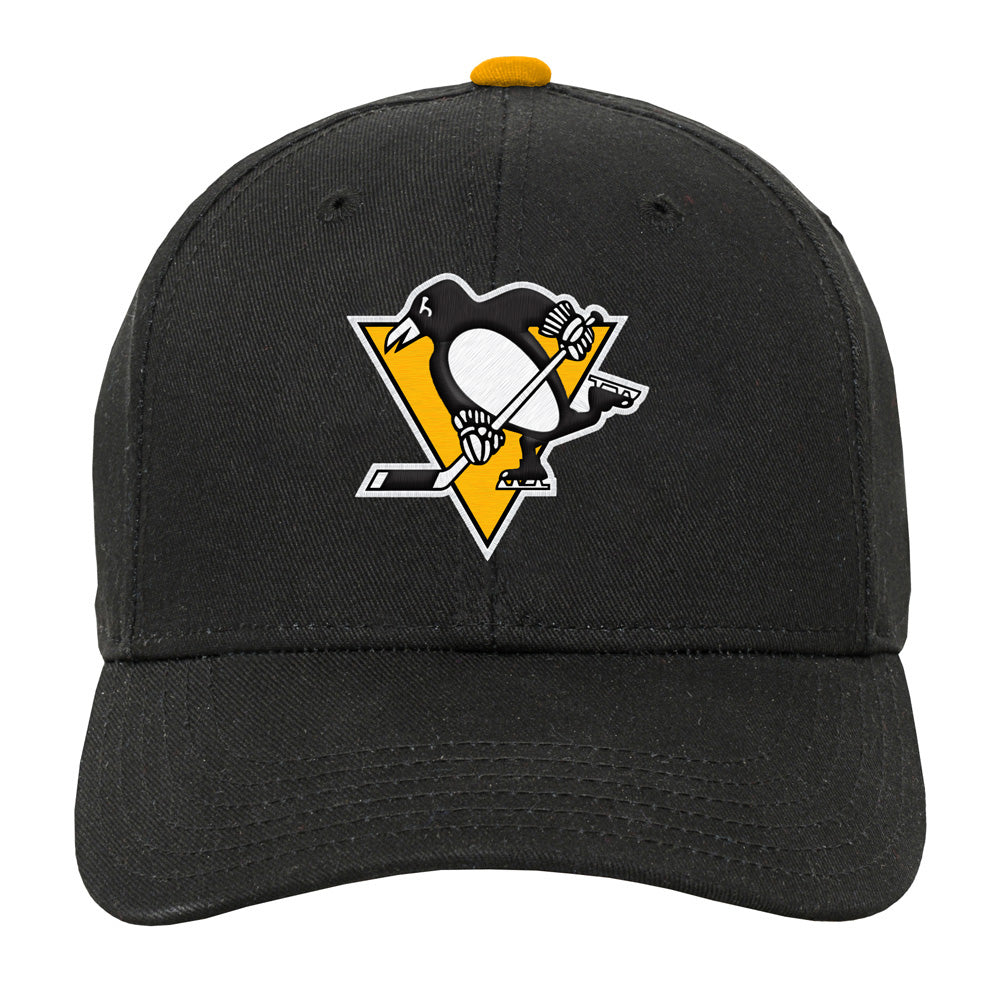 PITTSBURGH PENGUINS YOUTH PRECURVED BLACK SNAPBACK HAT
