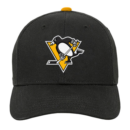 PITTSBURGH PENGUINS YOUTH PRECURVED BLACK SNAPBACK HAT