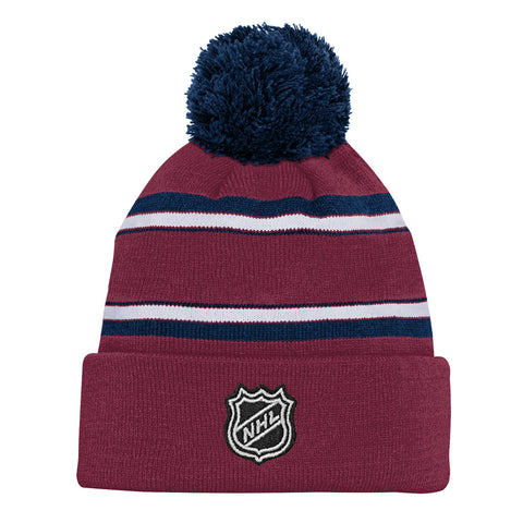 COLORADO AVALANCHE YOUTH JACQUARD CUFFED KNIT TOQUE WITH POM