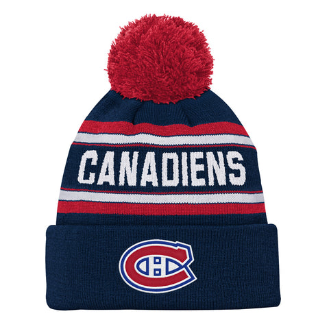 MONTREAL CANADIENS YOUTH JACQUARD CUFFED KNIT TOQUE WITH POM