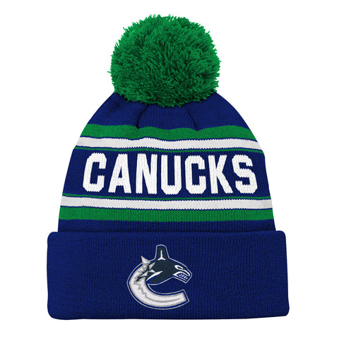 VANCOUVER CANUCKS YOUTH JACQUARD CUFFED KNIT TOQUE WITH POM