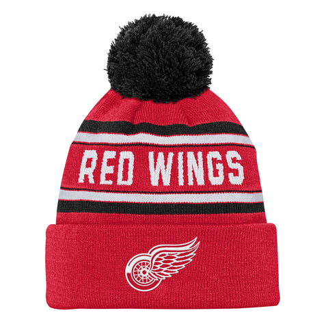 DETROIT RED WINGS YOUTH JACQUARD CUFFED KNIT POM TOQUE