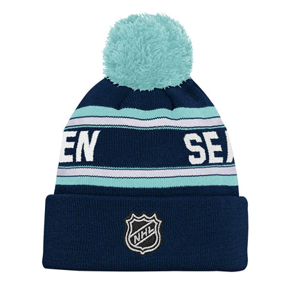 SEATTLE KRAKEN YOUTH JACQUARD CUFFED KNIT TOQUE WITH POM