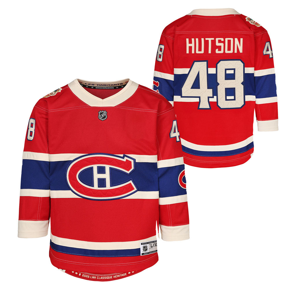 Outerstuff Montreal Canadiens Lane Hutson 2026 Heritage Classic Youth Red Jersey