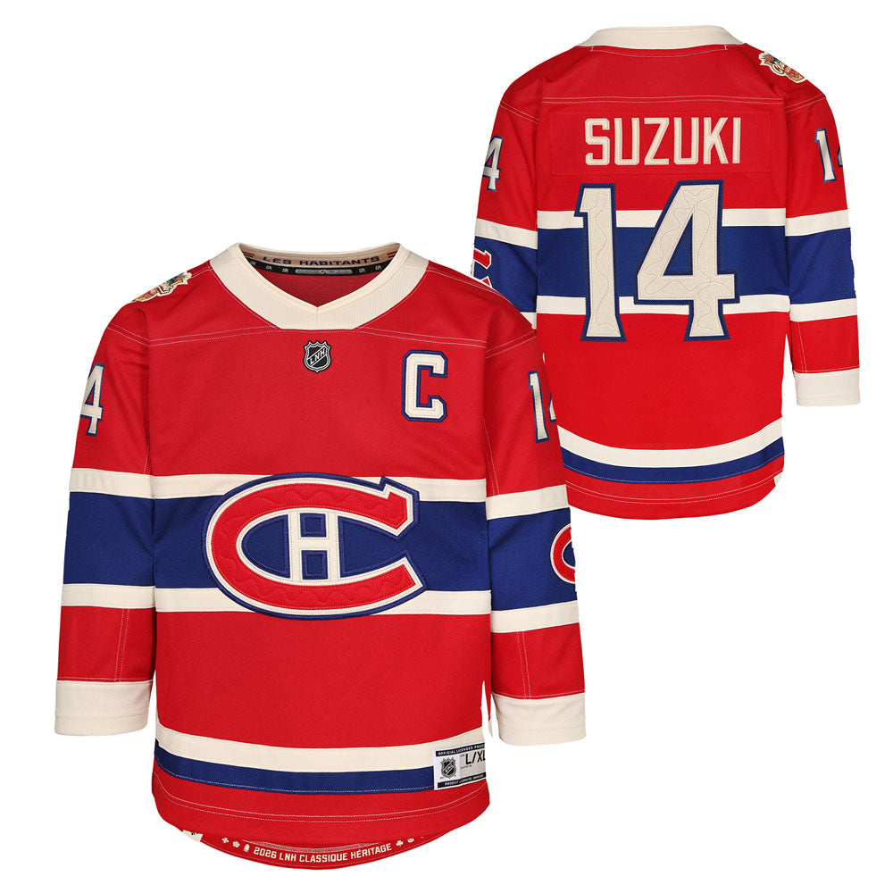 Outerstuff Montreal Canadiens Nick Suzuki 2026 Heritage Classic Youth Red Jersey