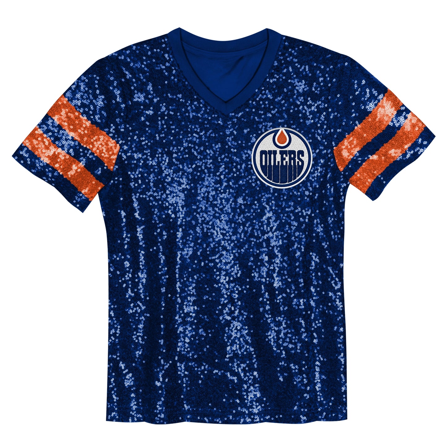 Girl's Edmonton Oilers Glam Sequined T-Shirt