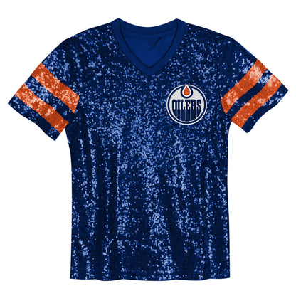 Girl's Edmonton Oilers Glam Sequined T-Shirt