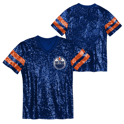 Girl's Edmonton Oilers Glam Sequined T-Shirt