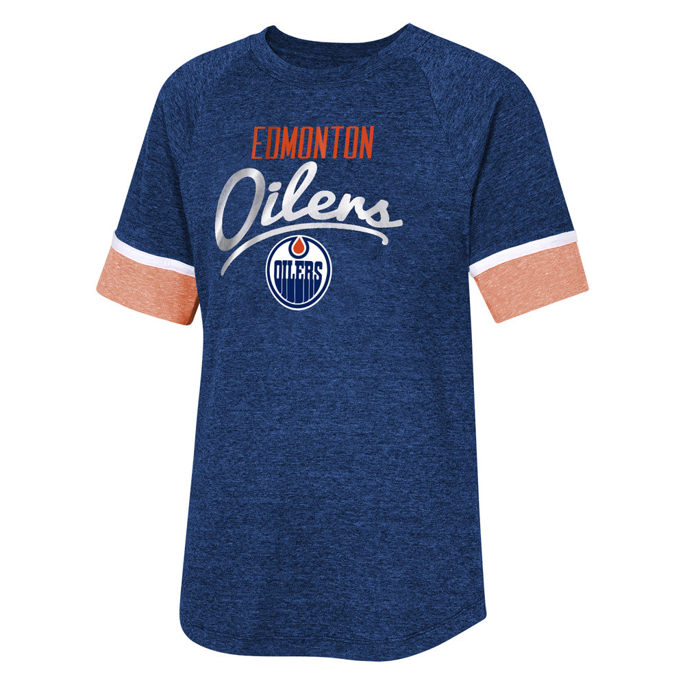 Outerstuff Edmonton Oilers Conqueress Girl's Blue T Shirt