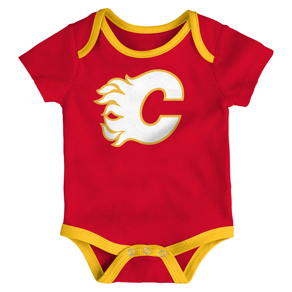 Outerstuff Calgary Flames Triple Header Infant Creeper Set - 3 Pack