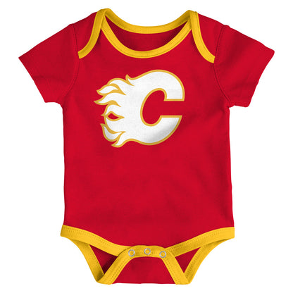 Outerstuff Calgary Flames Triple Header Infant Creeper Set - 3 Pack