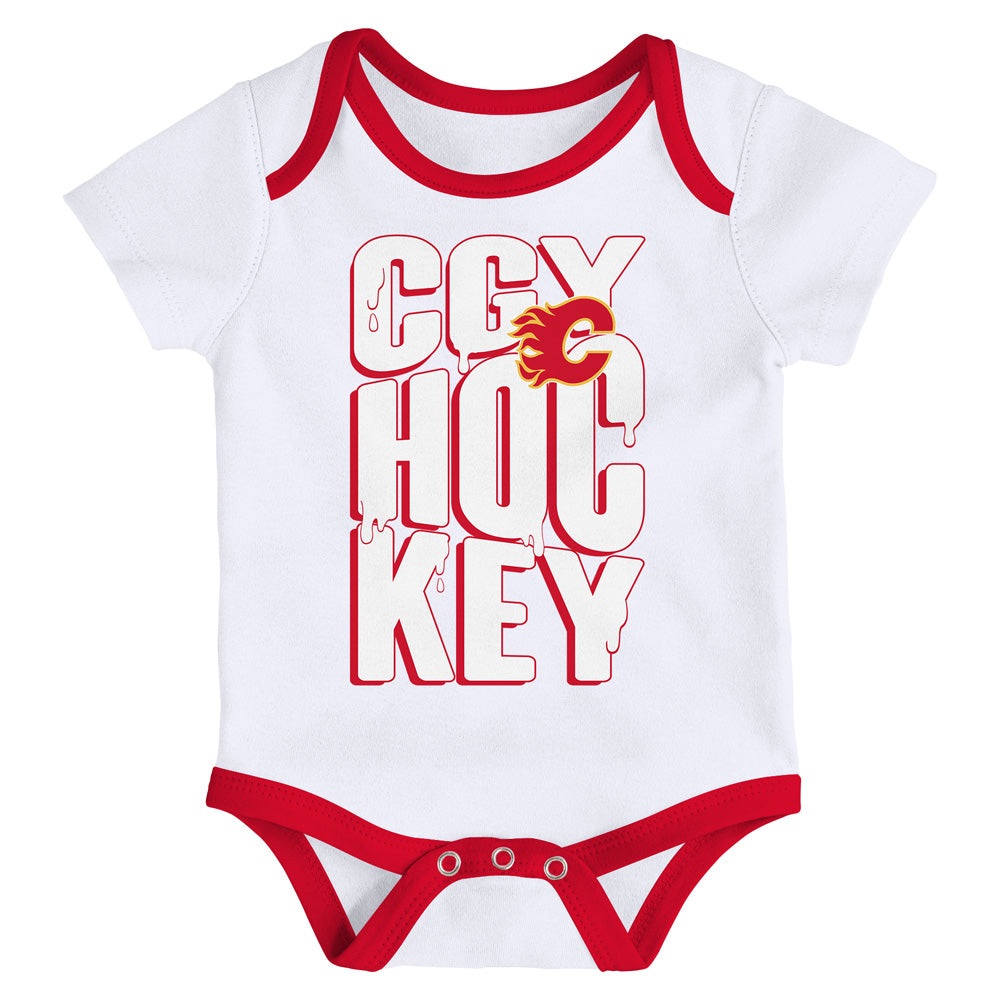 Outerstuff Calgary Flames Triple Header Infant Creeper Set - 3 Pack