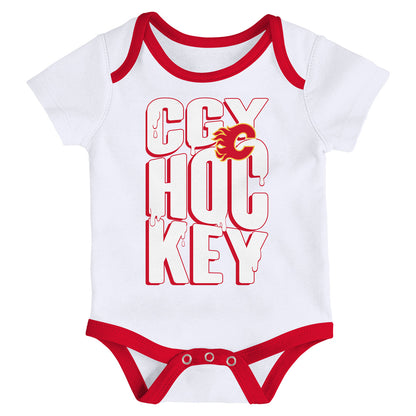 Outerstuff Calgary Flames Triple Header Infant Creeper Set - 3 Pack