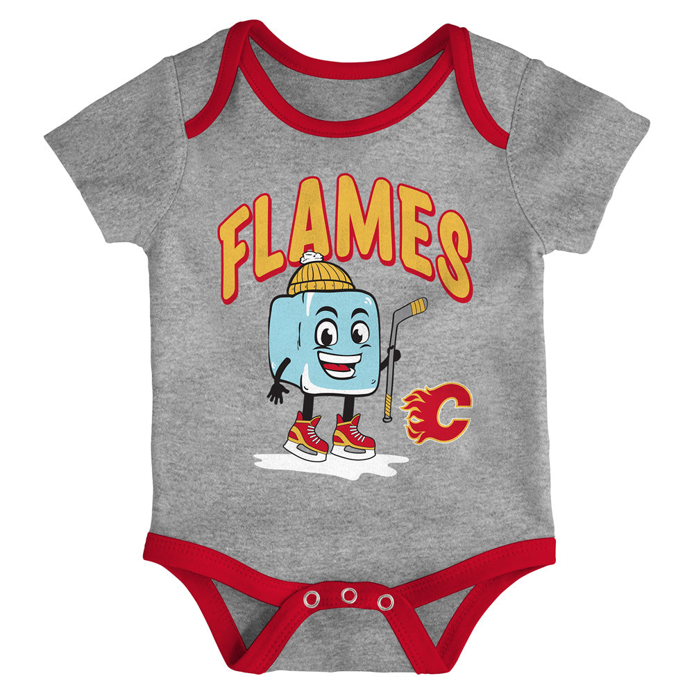 Outerstuff Calgary Flames Triple Header Infant Creeper Set - 3 Pack